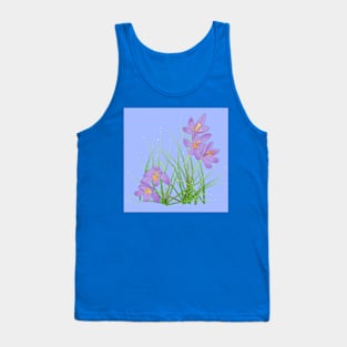 Crocus Flowers on Light Blue Tank Top